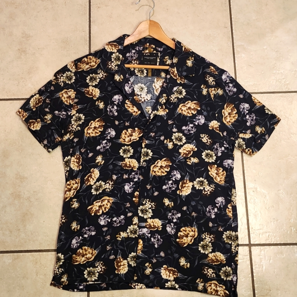Denim & Flower Button Up Shirt